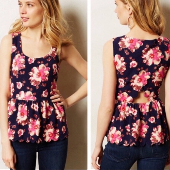 Anthropologie Tops - Anthropologie Postmark NWOT Floral Peplum Knit Top
